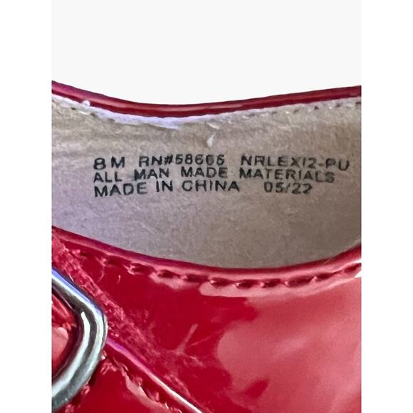 Nordstrom Red Patent Glitter Heel Toddler Girls Size 8 Velcro Buckle Closure Dor - Picture 8 of 10